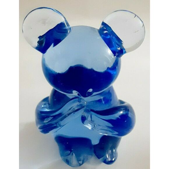 🐨🐼💙Koala Panda Bear Art Glass Figurine Paperweight Blue Vintage Home Decor - Picture 10 of 16
